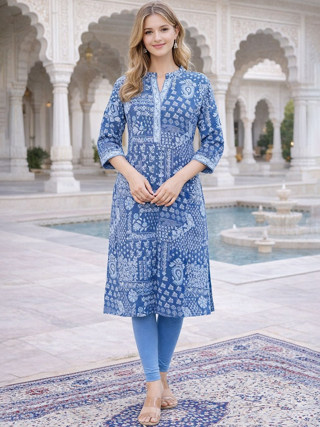 FashionRiti Women Paisley Printed Indigo Kurta