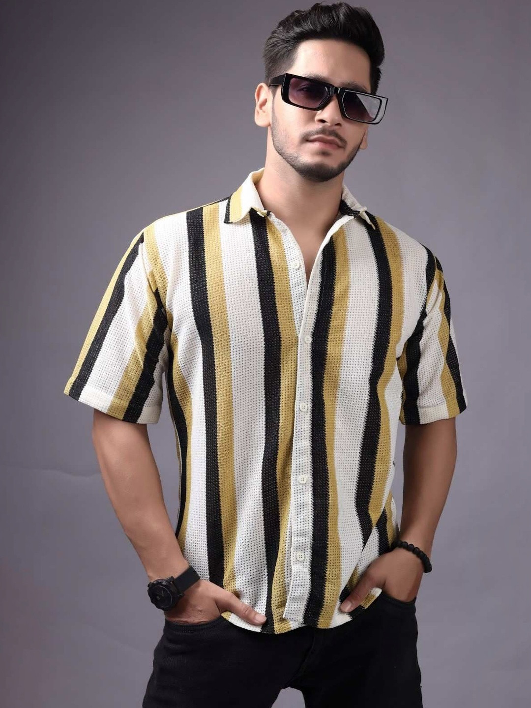Lunice Men Comfort Striped Casual Shirt