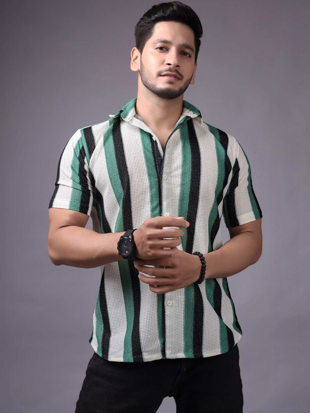 Lunice Men Comfort Striped Casual Shirt