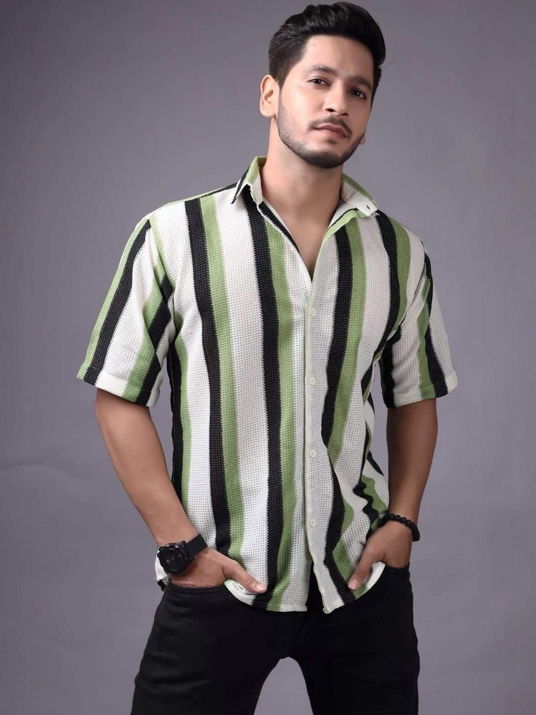 Lunice Men Comfort Striped Casual Shirt