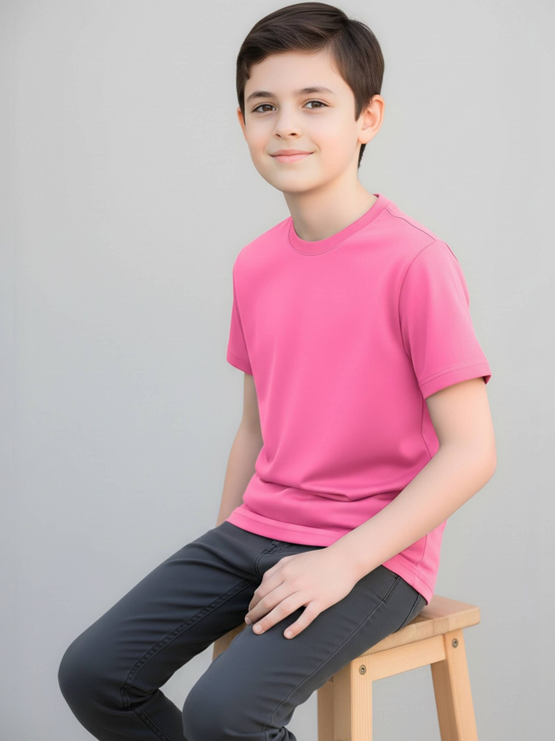 BRATMA Boys Pink Cotton Tshirts