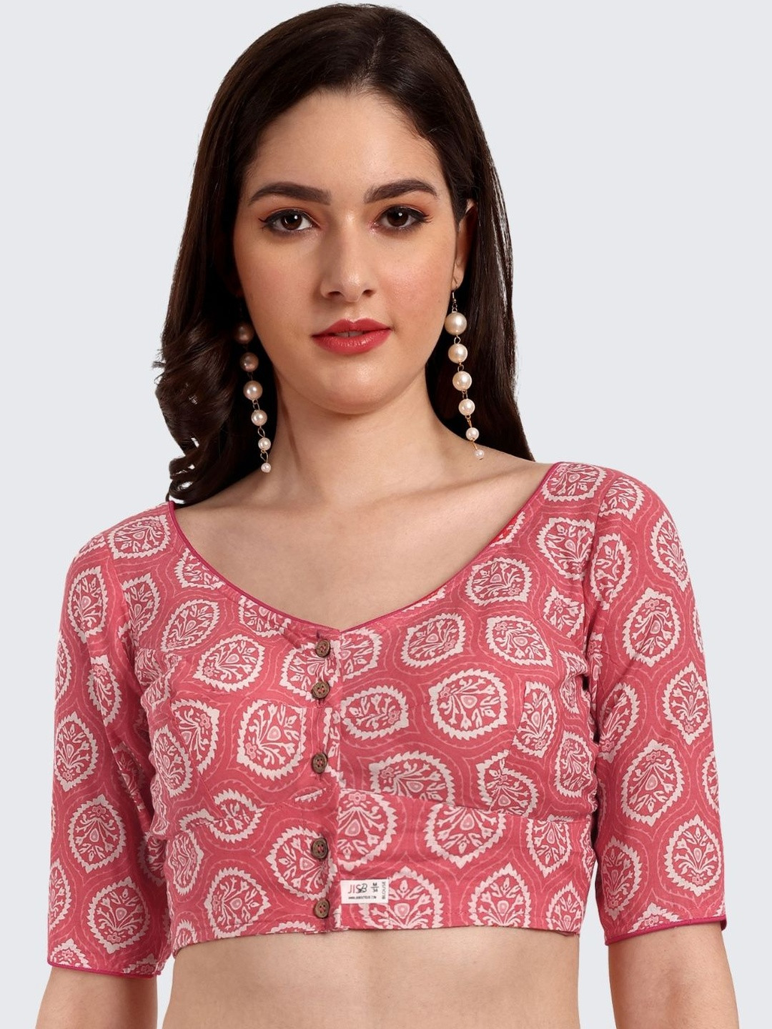 JISB Cotton Blend Printed Saree Blouse