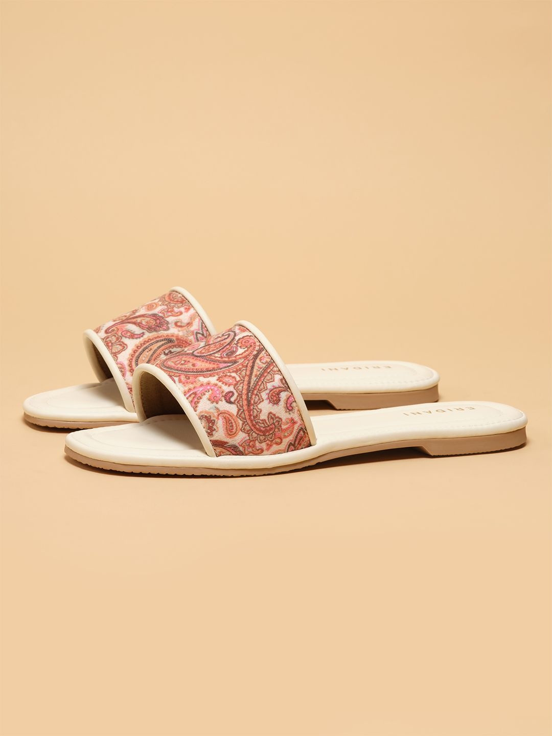 ERIDANI Women Printed Open Toe Flats