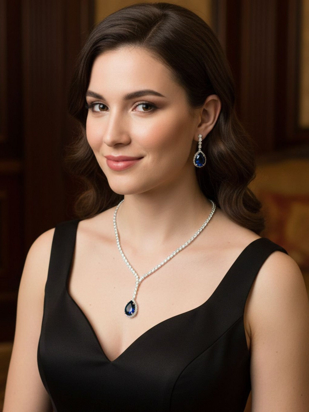 BMINO Silver-Plated Stone Studded Jewellery Set