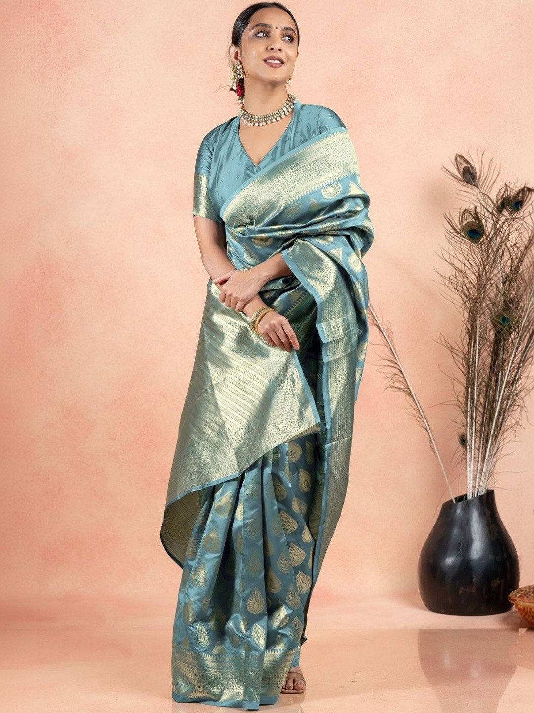 Subham Paisley Zari Silk Blend Saree