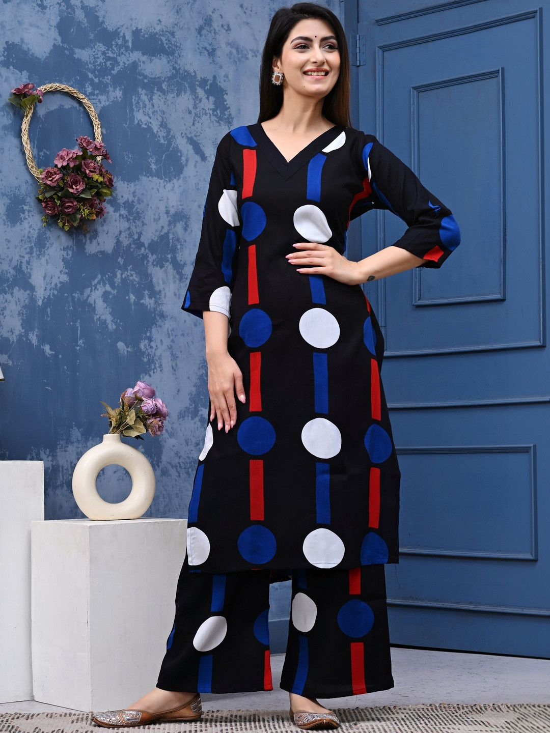 BHAGYESH FASHION Women Printed Regular Kurta with Palazzos