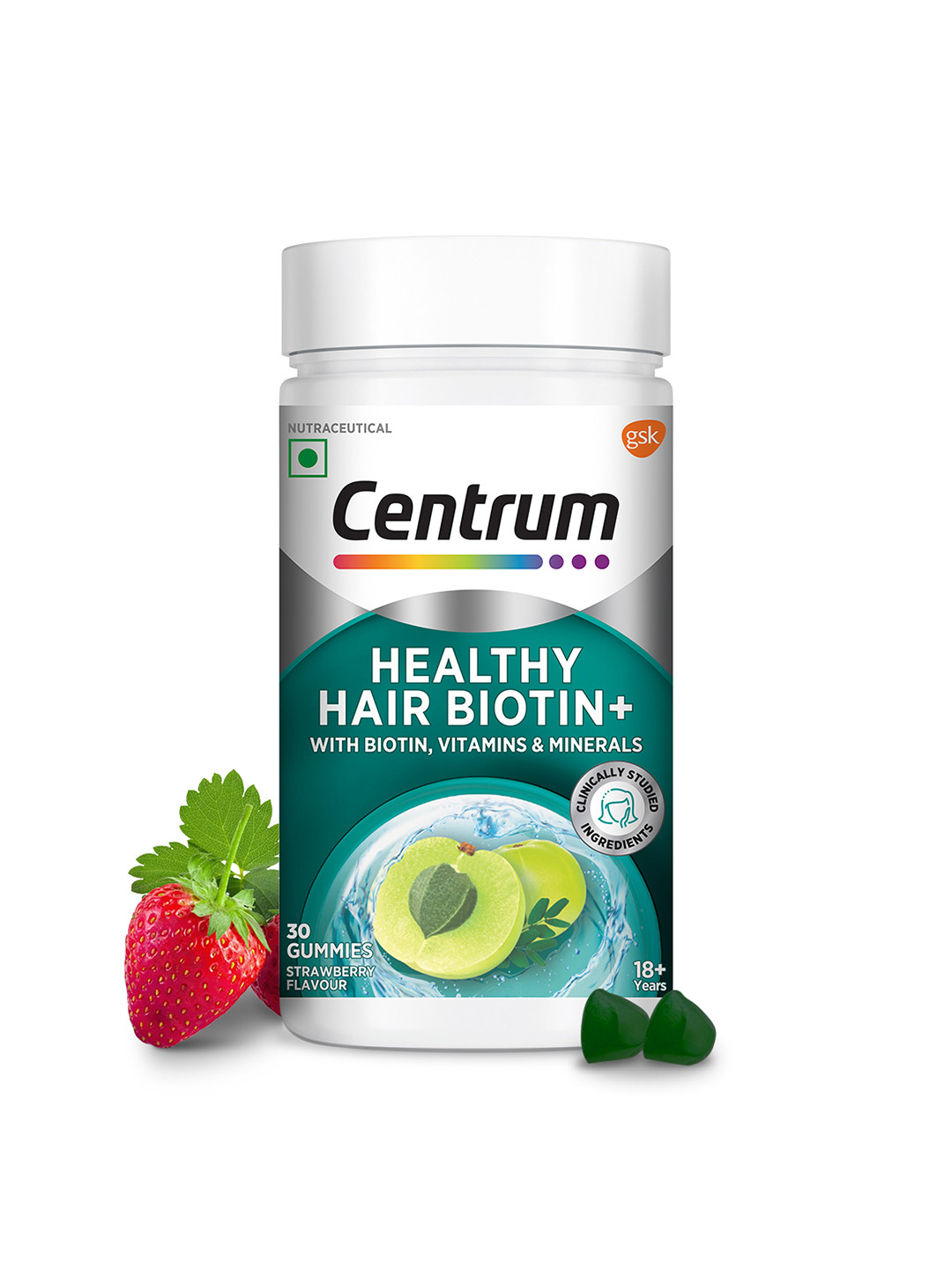 Centrum Healthy Hair Biotin With Biotins, Vitamins & Minerals - 30 Gummis