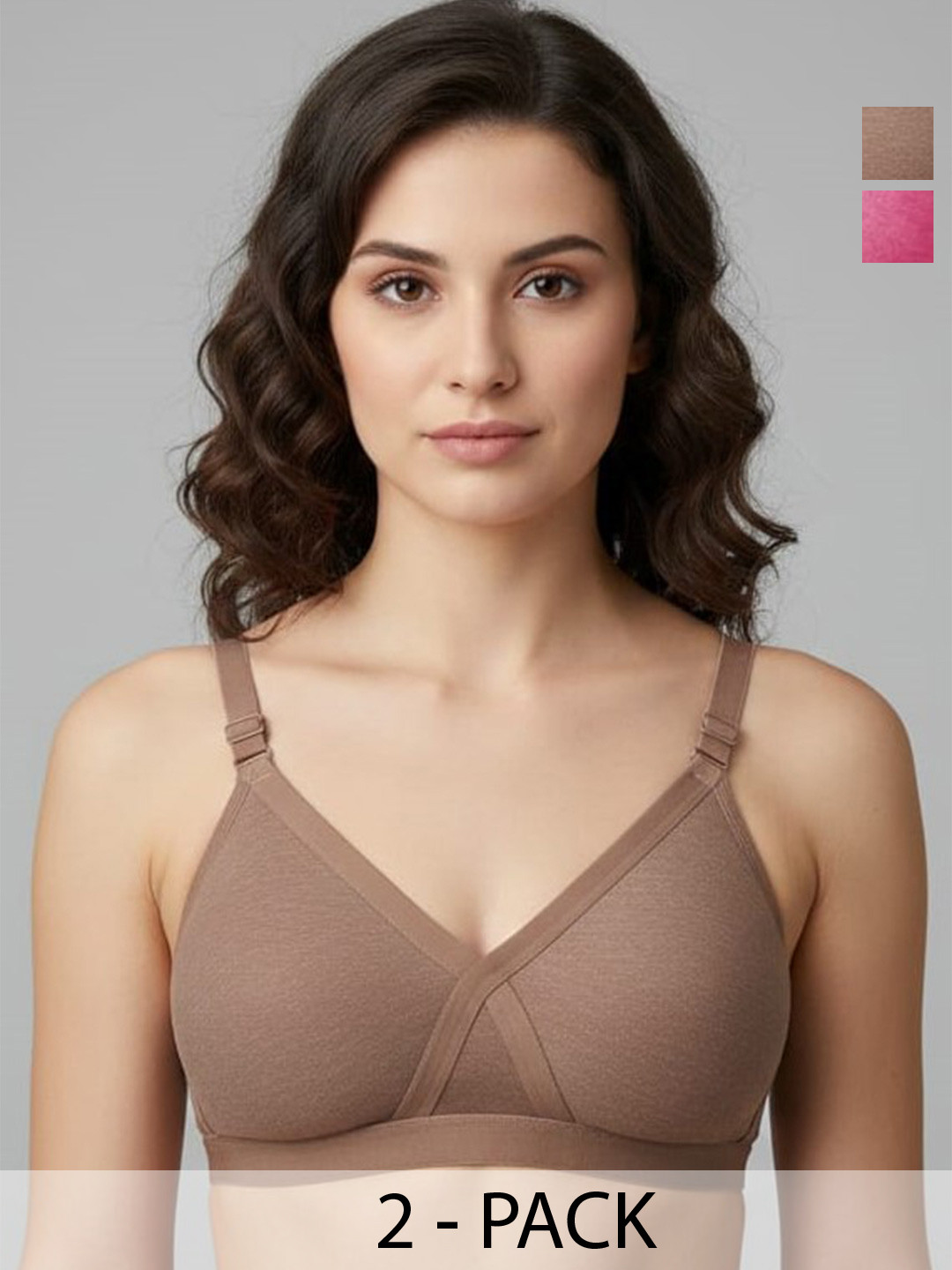 FUNAHME Pack of 2 Solid Full Coverage Bra