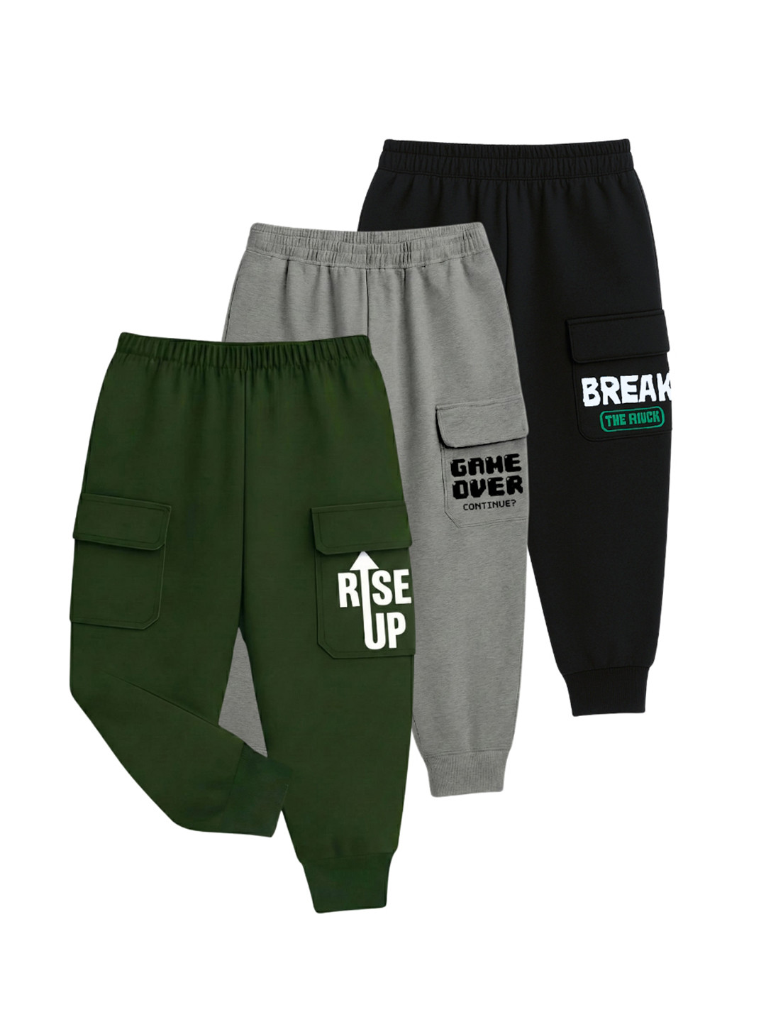 ATLANS Boys Pack of 3 Self Designed Jogger