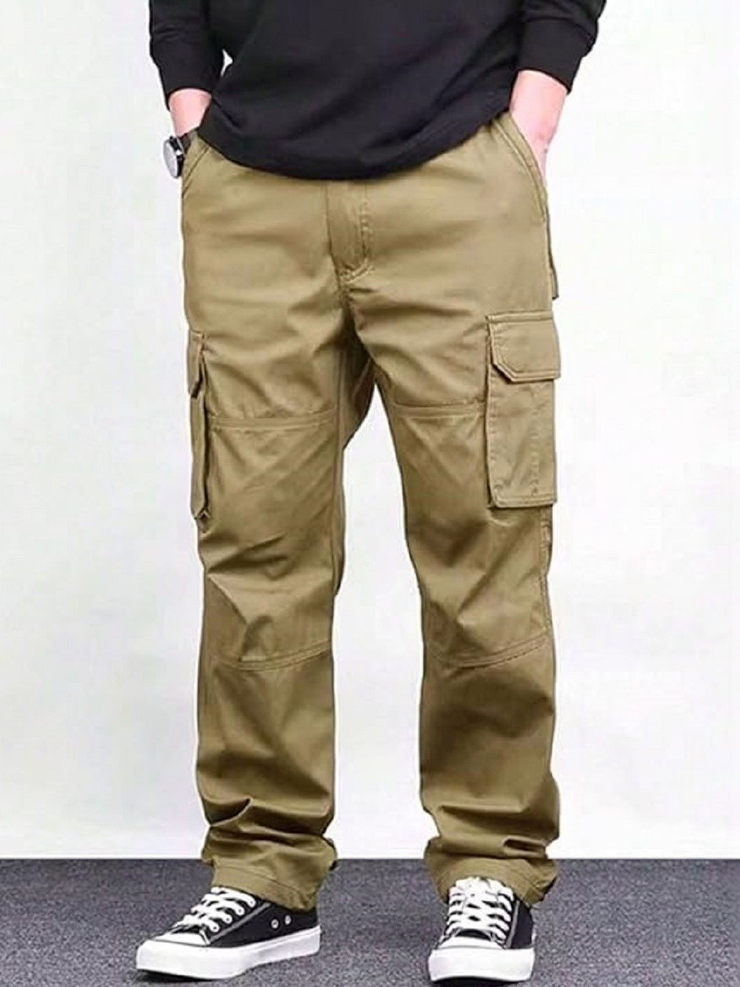 Dwiden Men Loose Fit Easy Wash Cargos Trousers