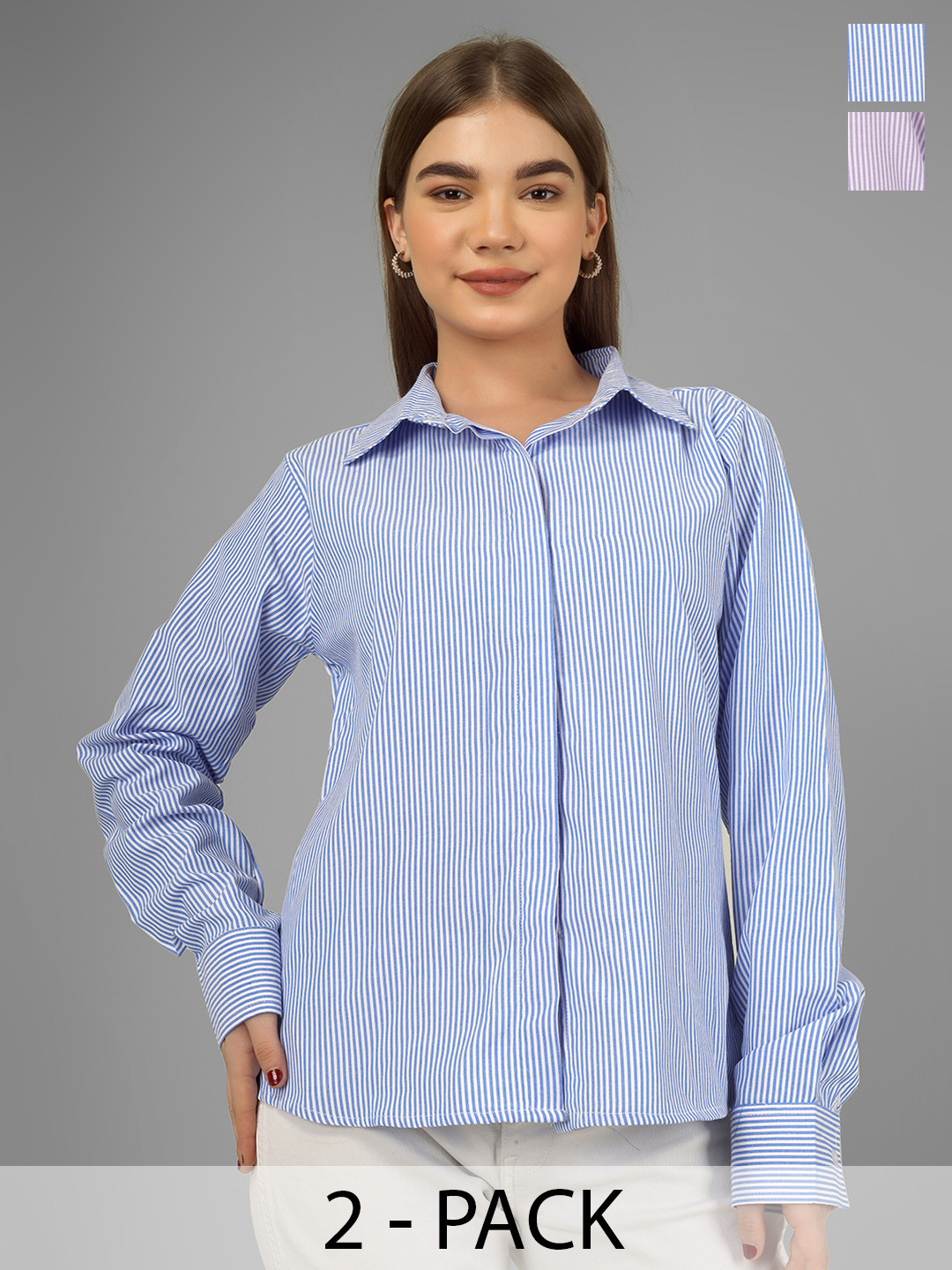 Yunic29 Women Comfort Striped Casual Shirt