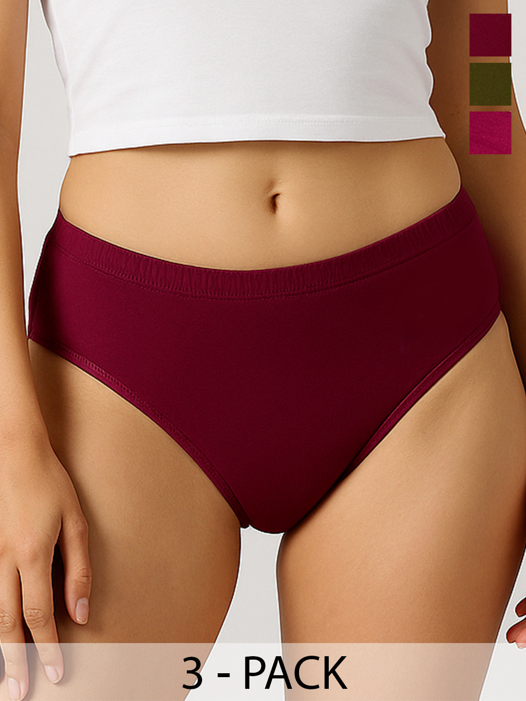 DressBerry Pack of 2 Cotton Mid-Rise Hipster Briefs