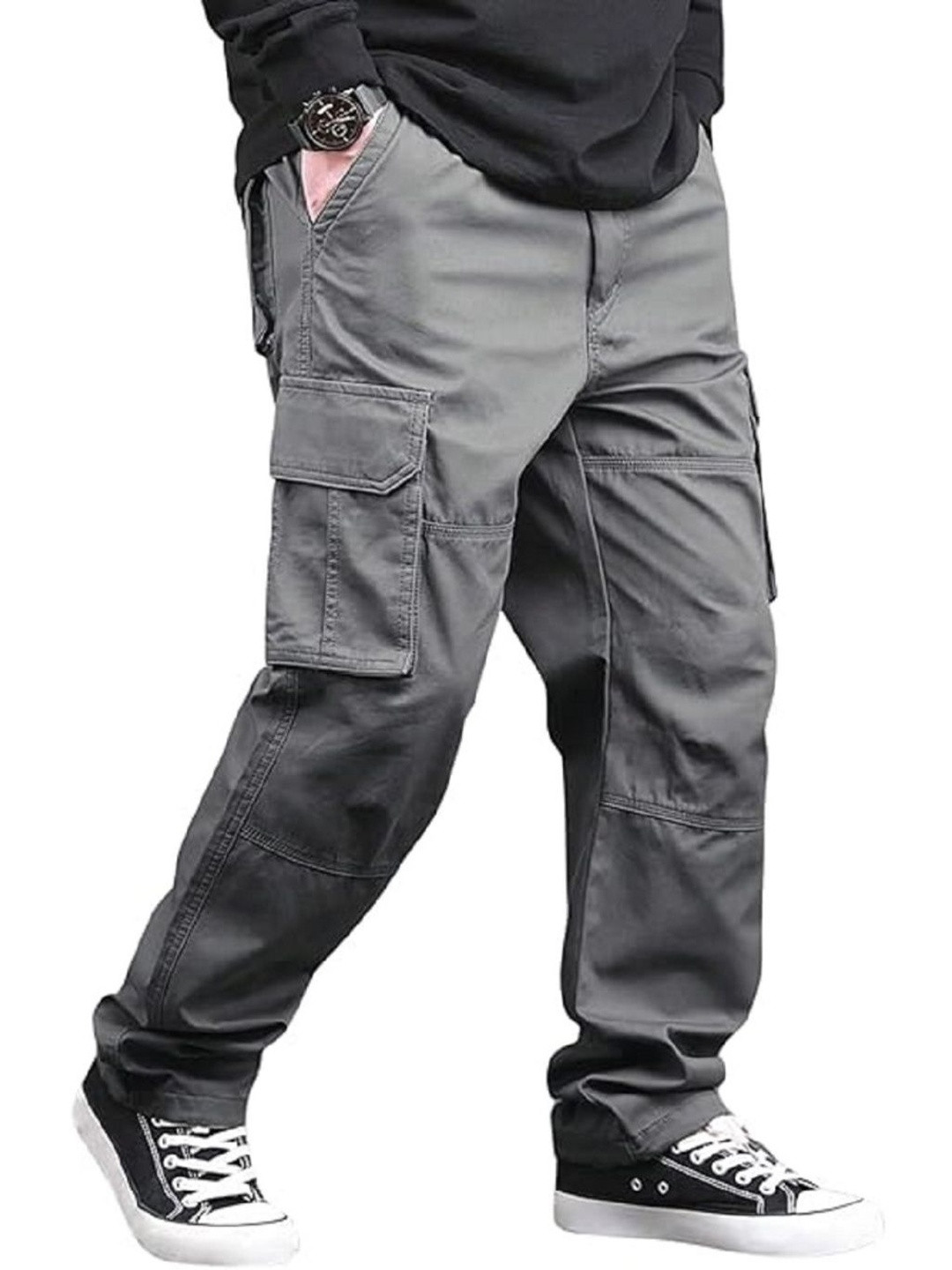 Dwiden Men Loose Fit Easy Wash Cargos Trousers
