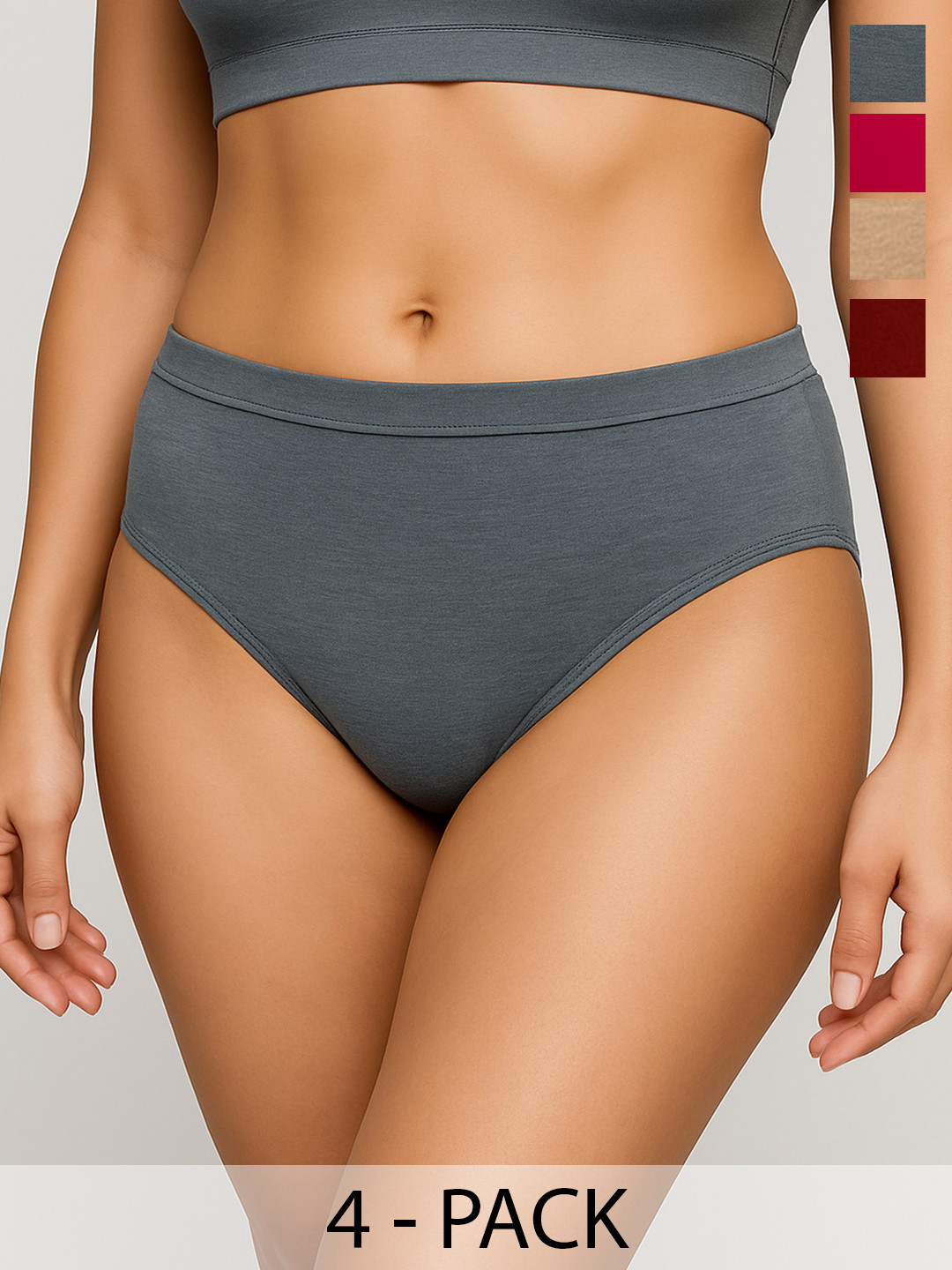 Moda Rapido Pack Of 4 Cotton Mid-Rise Hipster Briefs