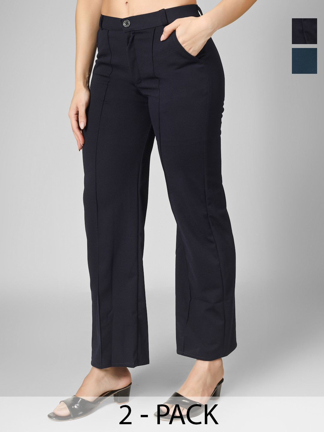 Yunic29 Women Comfort High-Rise Easy Wash Trousers