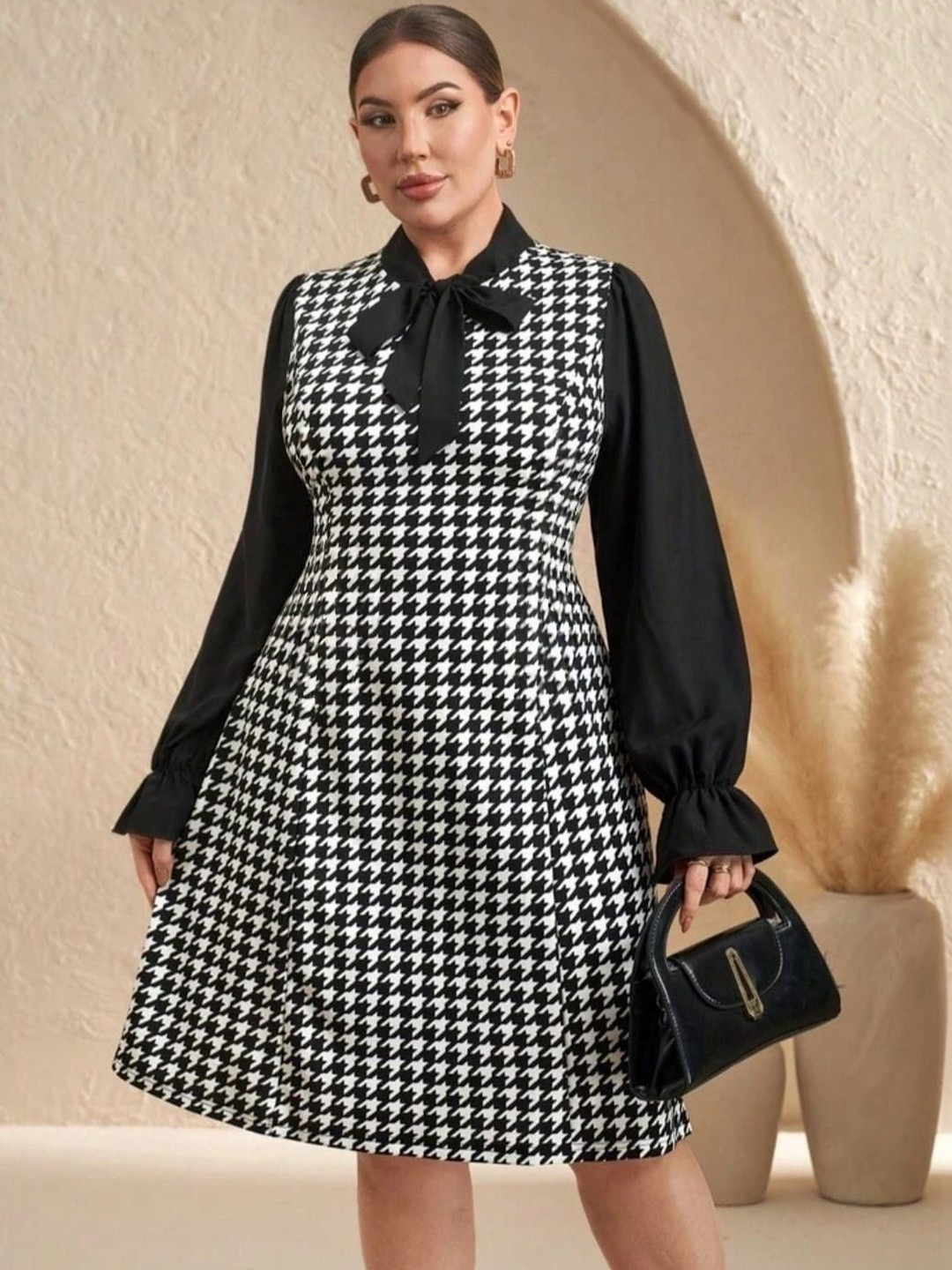 SHYAM SUNDARI Checked Formal A-Line Dress