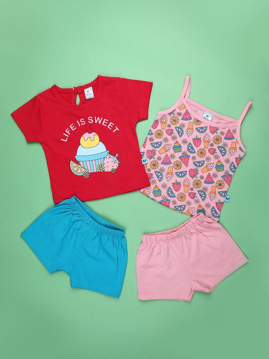 V-Mart Girls Printed T-shirt with Shorts