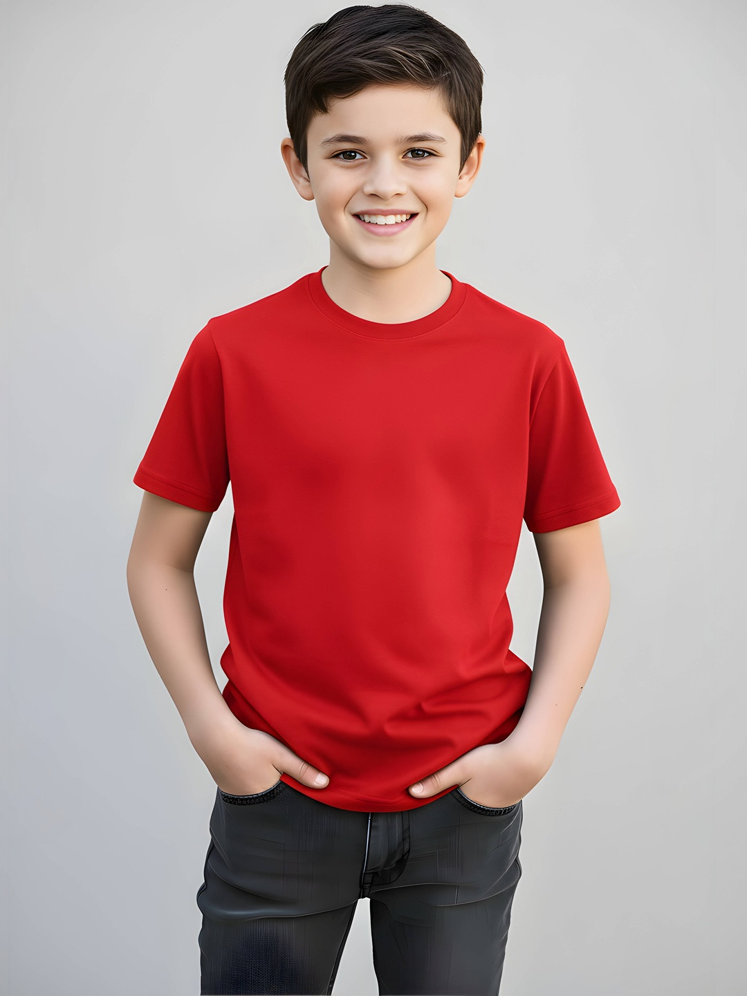 BRATMA Boys Red Cotton Tshirts