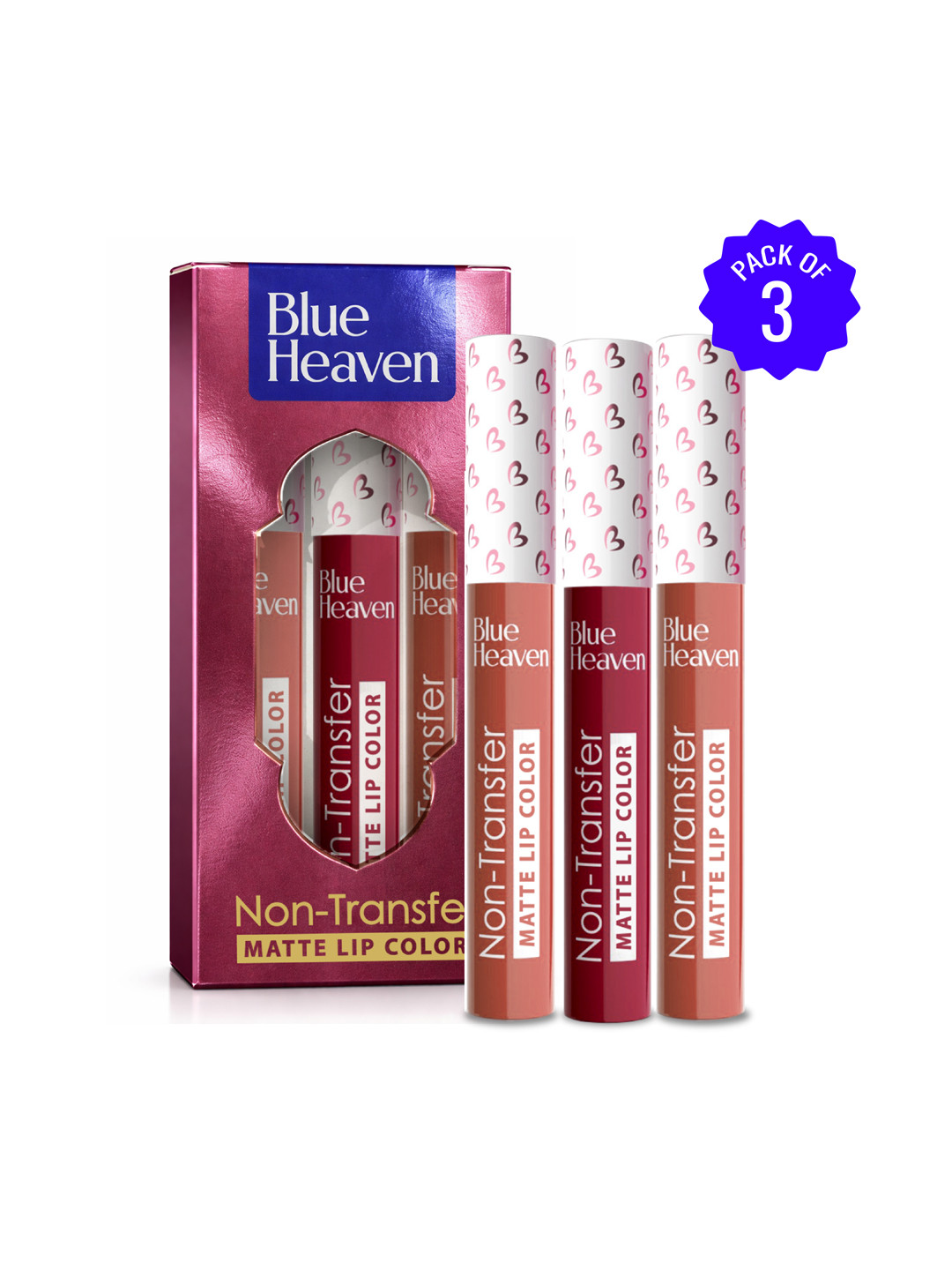 Blue Heaven Set Of 3 Non Transfer Matte Lip Color 8.4ml - Browns & Nudes