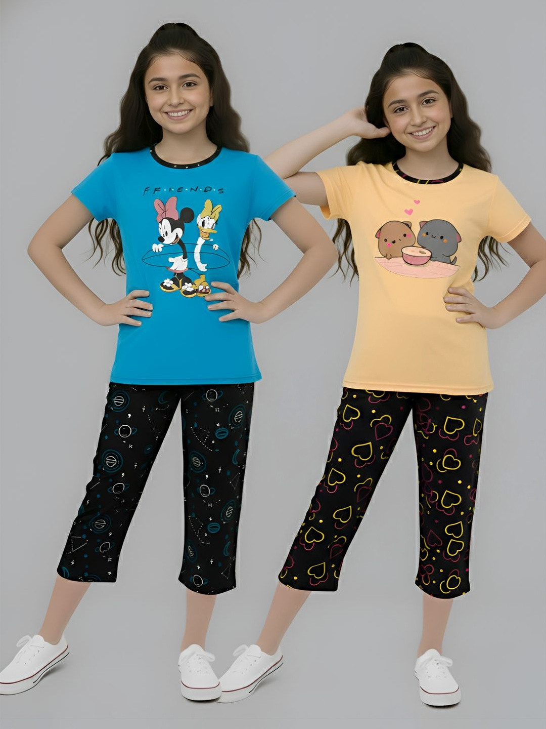 PY PINKYOU Girls Printed T-shirt with Capris