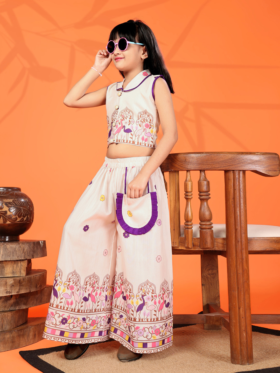 satyamfab Girls Printed T-shirt with Palazzos