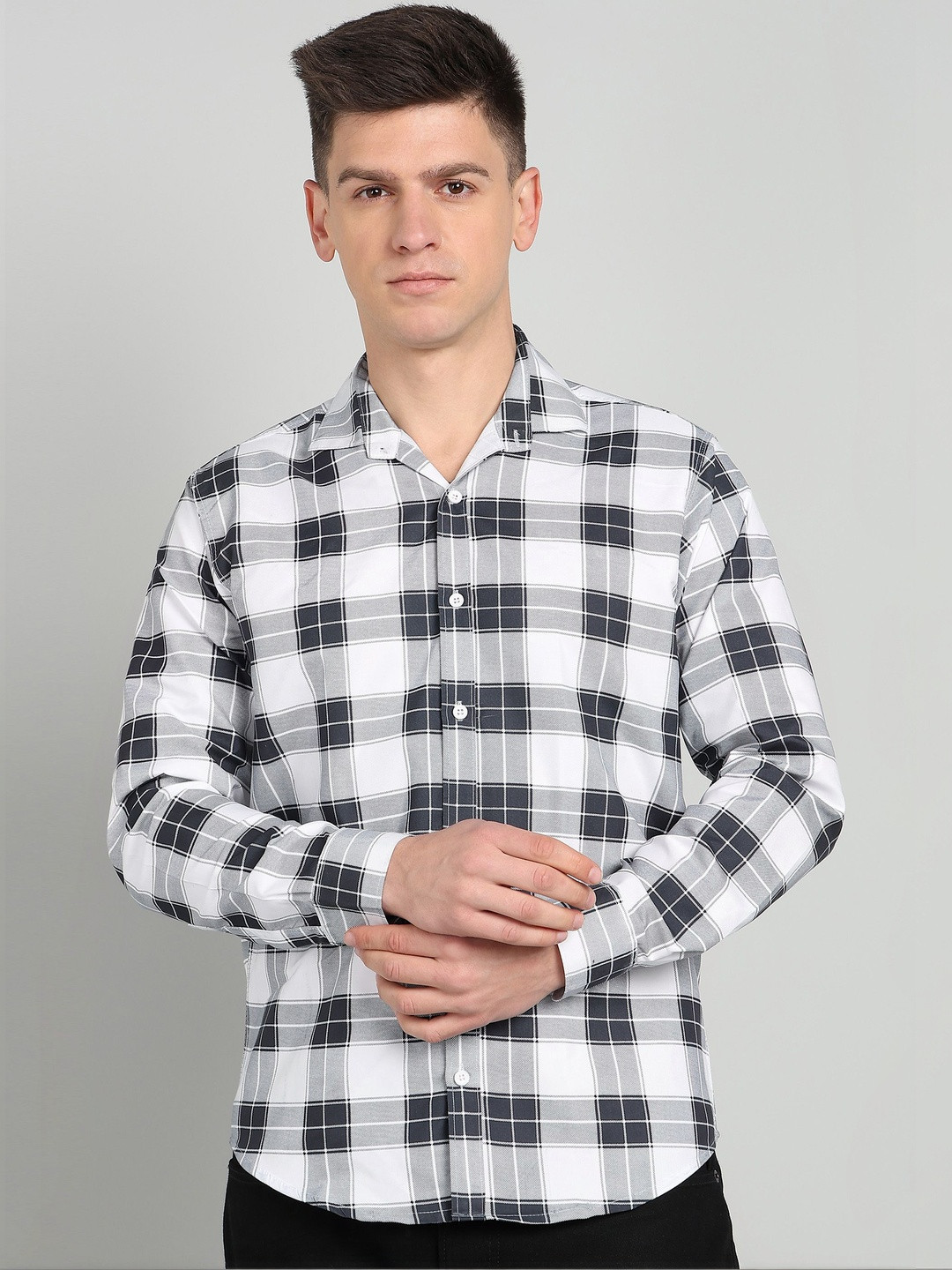 RODEIZ Men Comfort Slim Fit Gingham Checks Checked Casual Shirt