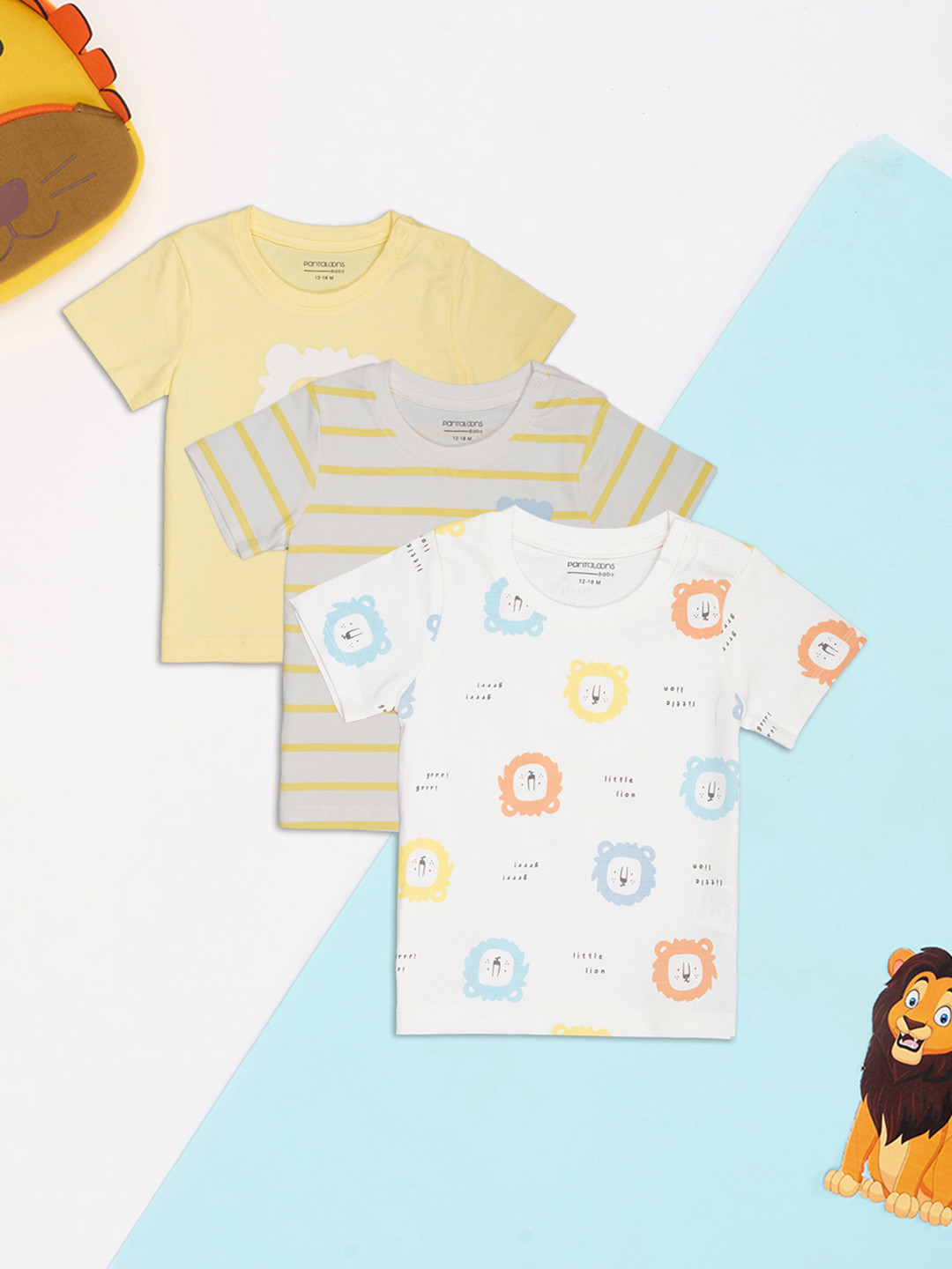 Pantaloons Baby Boys Pack Of 3 Lion King Printed T-shirts