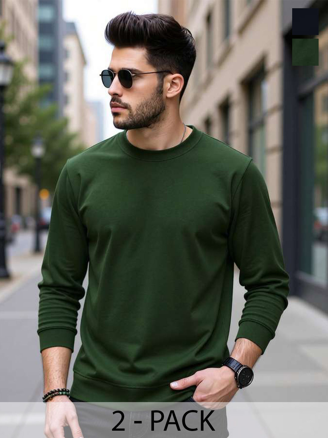 BLIVE Pack of 2 Men Solid Round Neck T-shirt combo