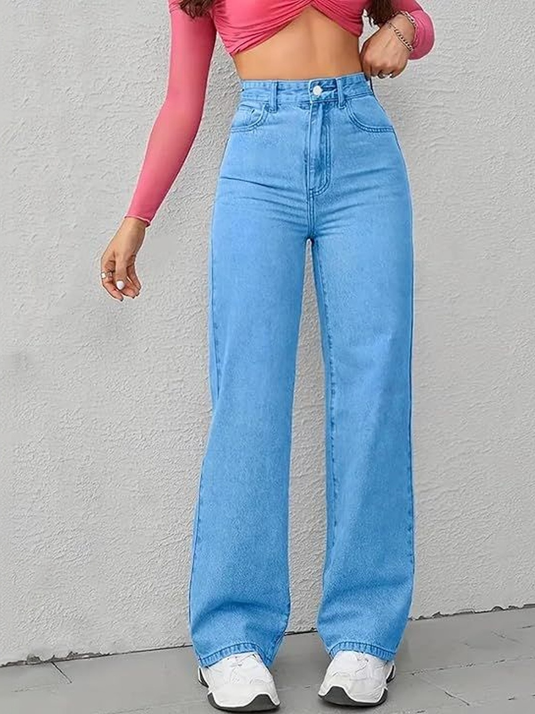4WRD by Dressberry Women Straight Fit High-Rise Light Fade Stretchable Jeans