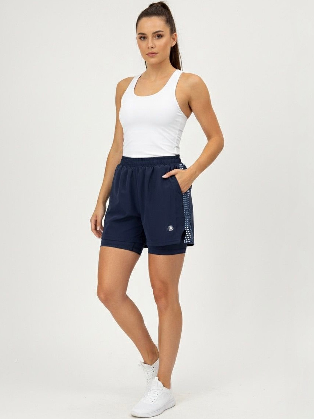 BENZOS Women Colourblocked Running Sports Shorts with Technology