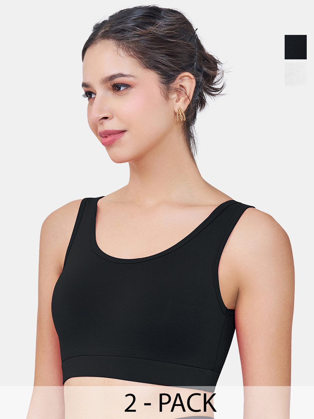 SKDREAMS Cotton Lycra Everyday Wireless Non Padded Seamless Pack of 2 Sports Bra for Women