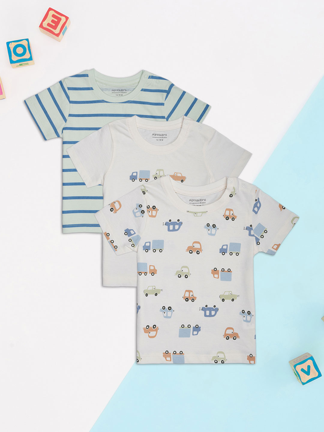 Pantaloons Baby Kids Pack of 3 Cotton Printed Tshirt