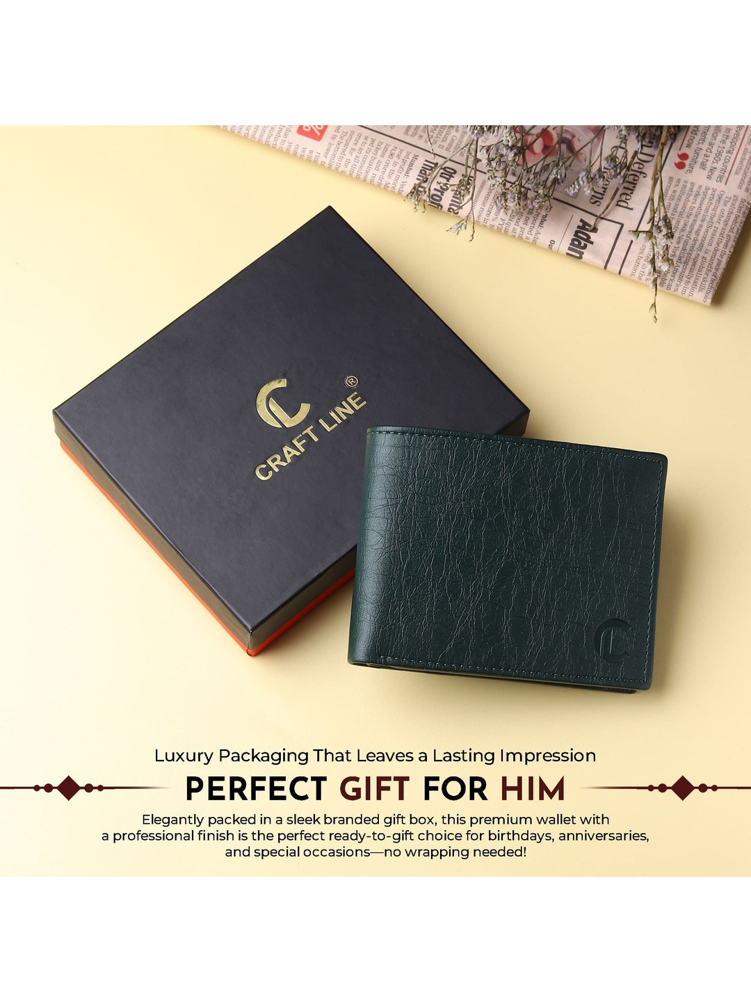 CRAFT LINE Men Textured PU Two Fold Wallet