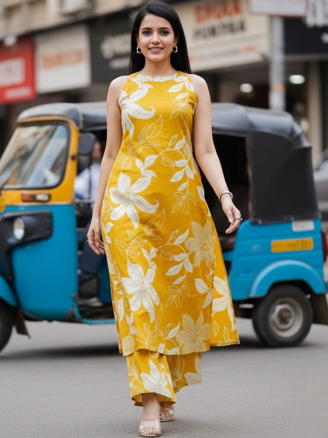 Keitra Women Floral Printed Regular Pure Cotton Kurta with Palazzos