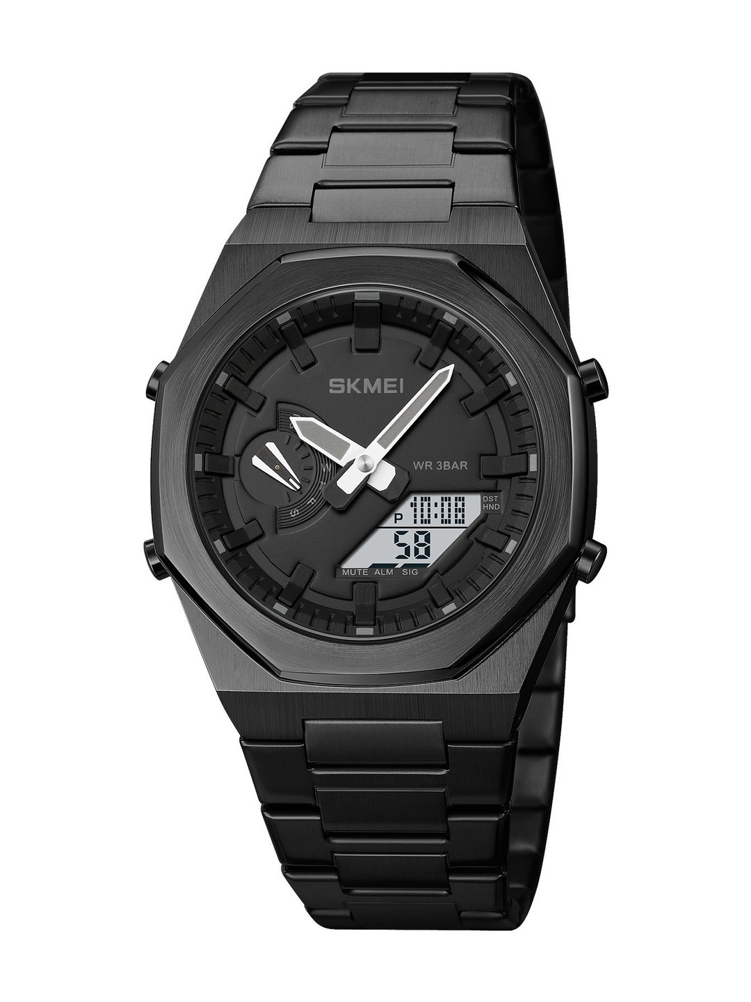 Skmei Men Dial & Stainless Steel Bracelet Style Straps Analogue Watch 1816BKBKWT