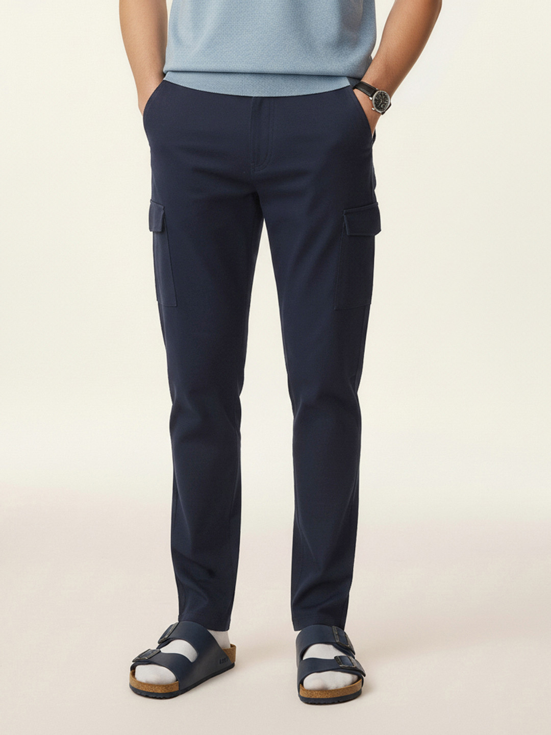 Nautica Men Textured Pleated Cargos Trousers