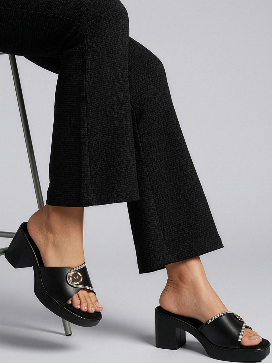 Falencia Embellished Party Block Mules