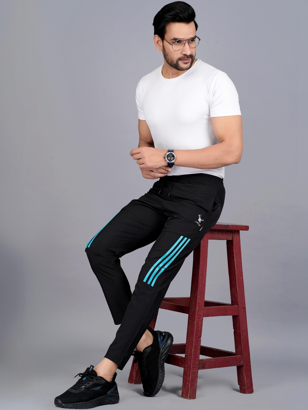 JORKK Men Striped Mid-Rise Track Pants