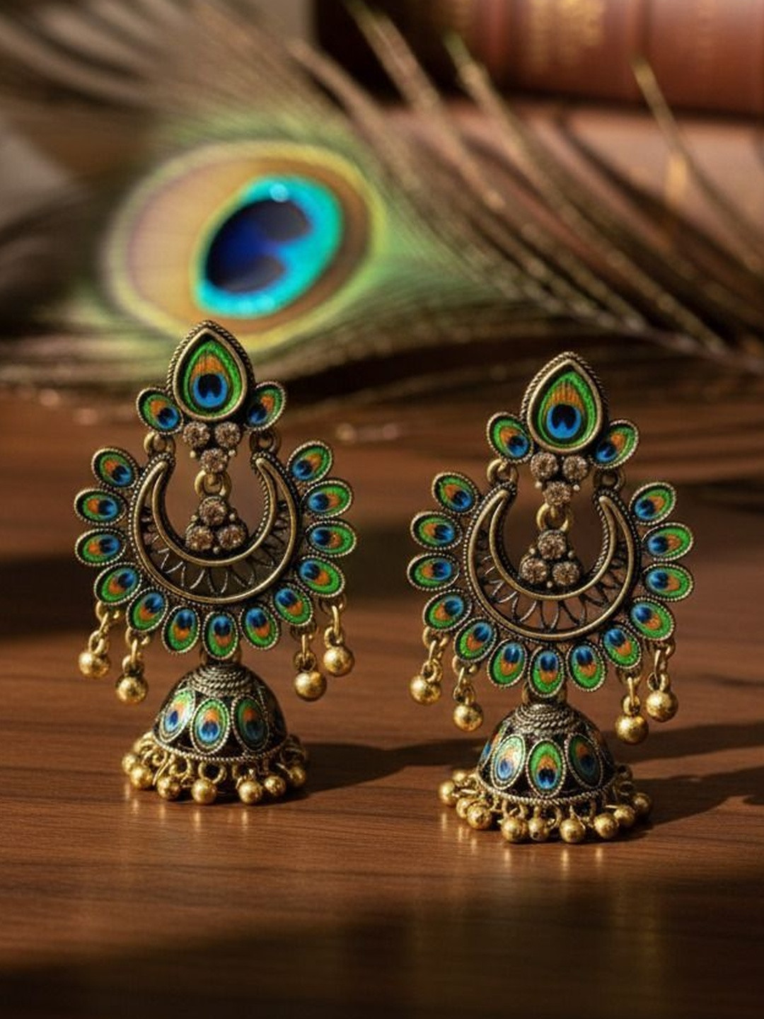 PASU FASHION Peacock Shaped Jhumkas Earrings