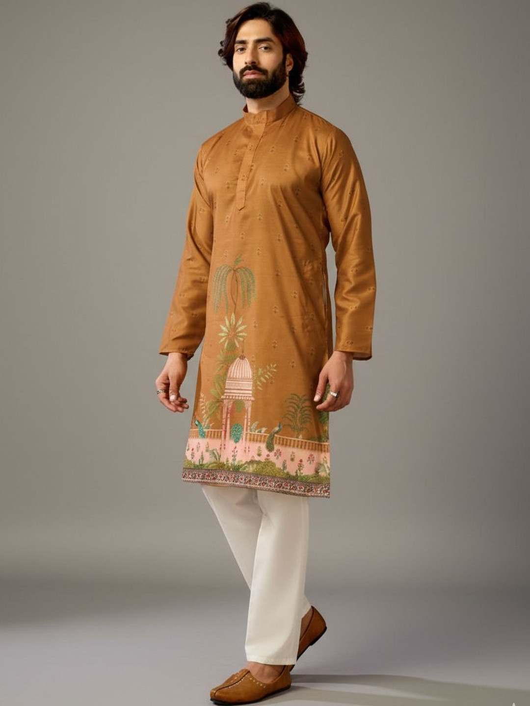 INDIROOP Men Ethnic Motifs Printed Regular Kurta with Pyjamas
