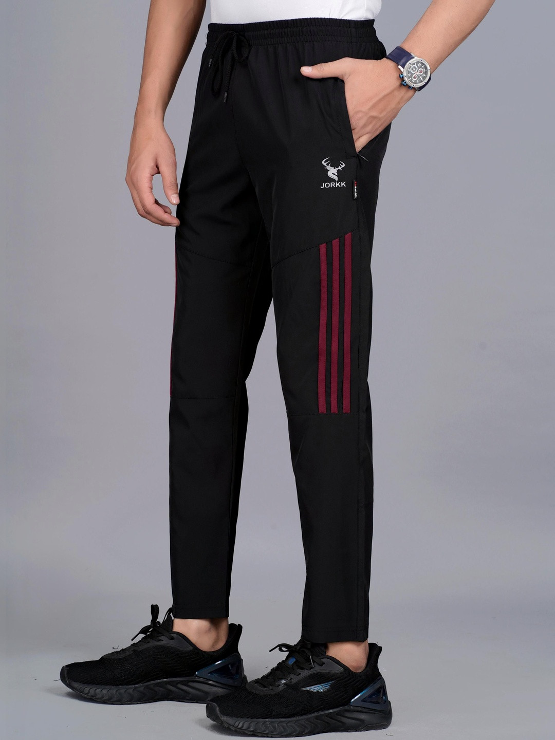 JORKK Men Striped Mid-Rise Track Pants