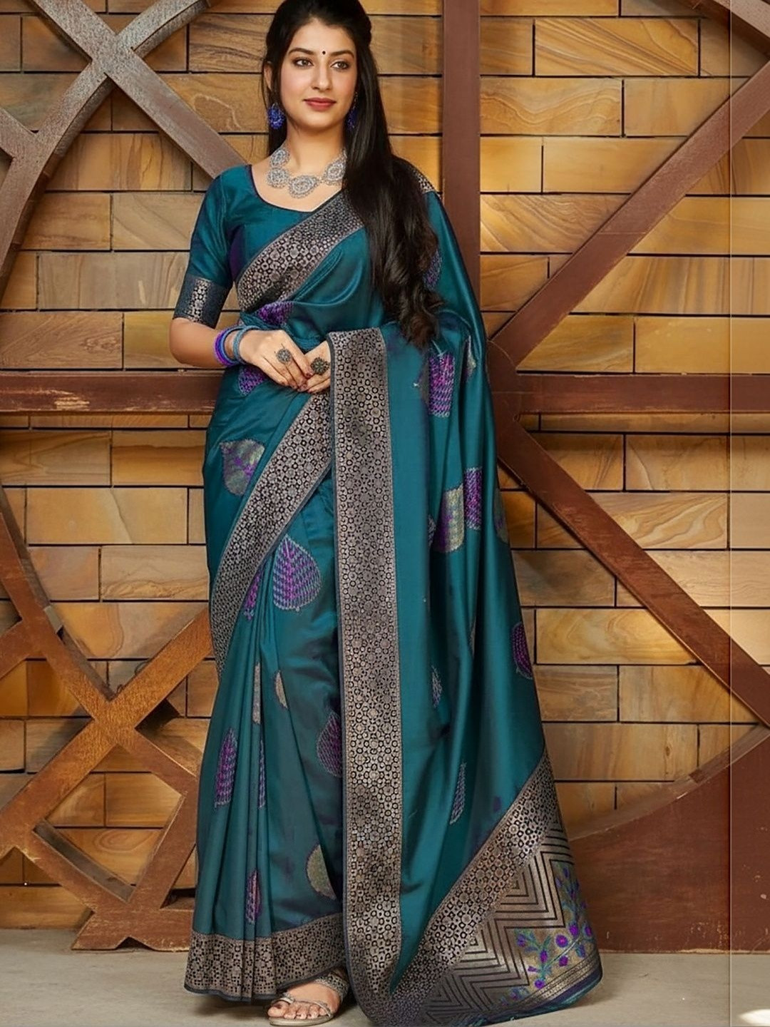 Moda Rapido Ethnic Motifs Silk Blend Banarasi Saree