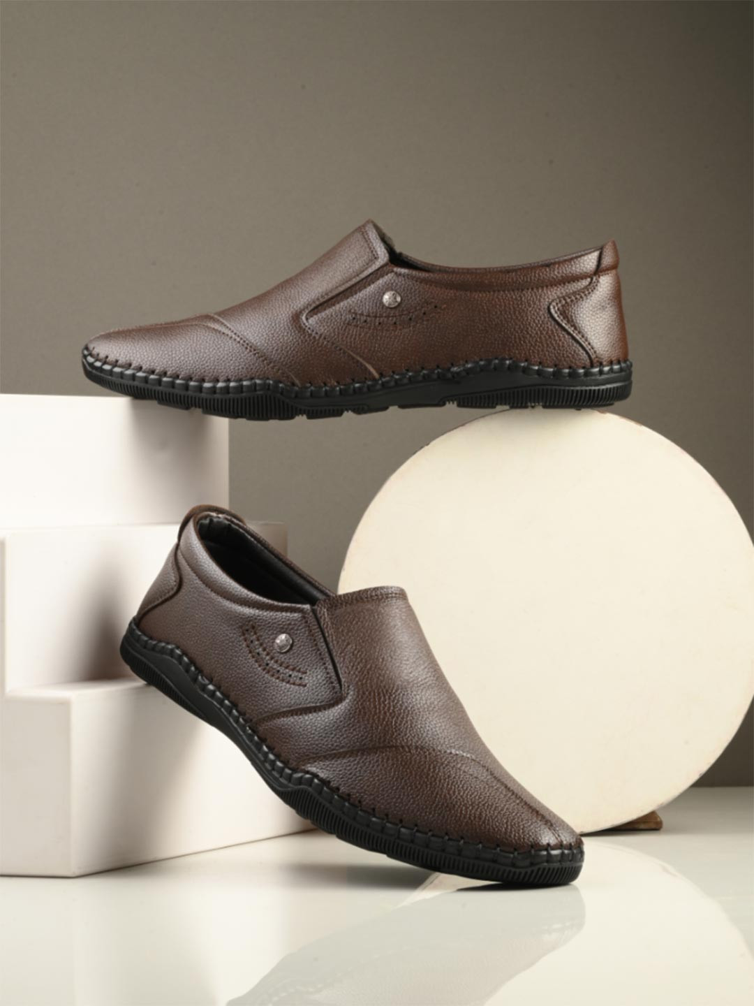 Provogue Men Leather Formal Slip-Ons