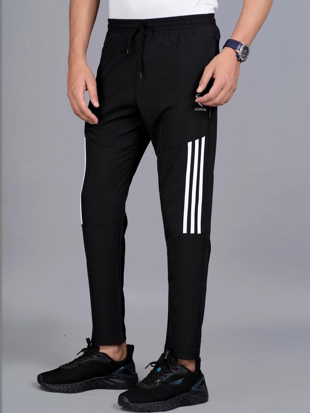 JORKK Men Striped Mid-Rise Track Pants