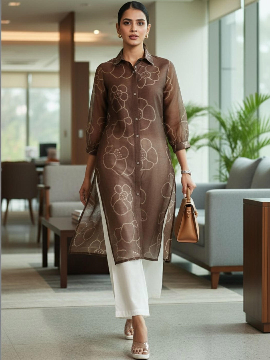 Varanga Women Bandhani Printed Chanderi Silk Kurta
