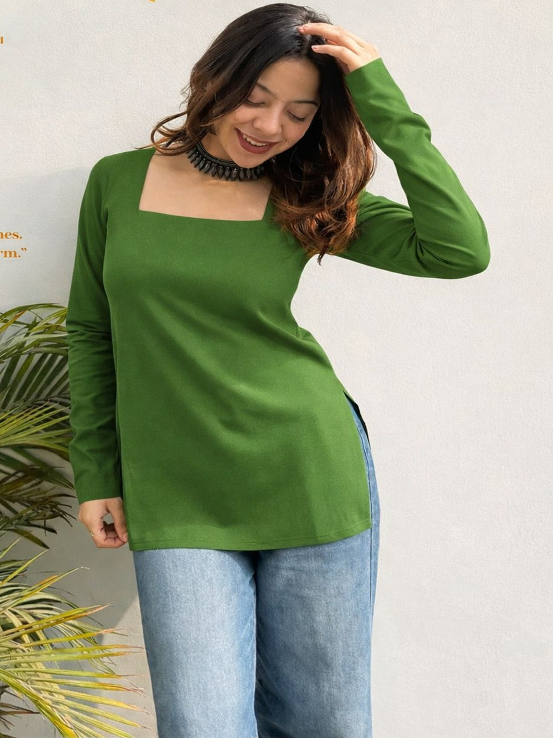 JAHIDA COMFORT WITH STYLE Square Neck Pure Cotton Kurti
