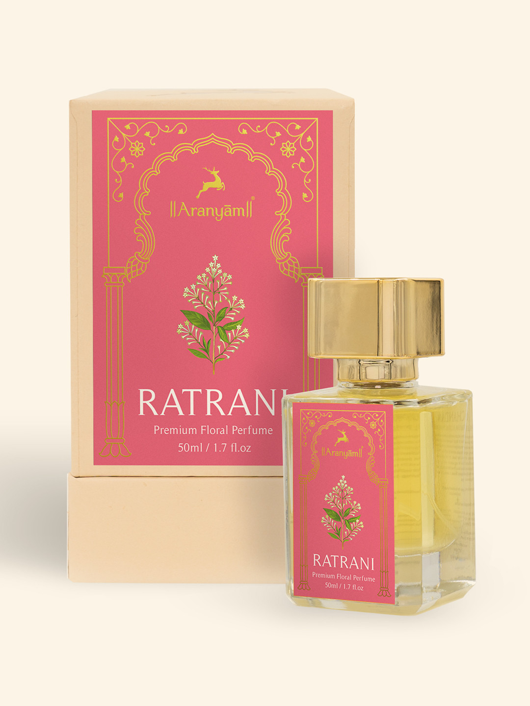 Aranyam Ratrani Jasmine Sandalwood Perfume - Long Lasting Floral Fragrance for Women, 50ml