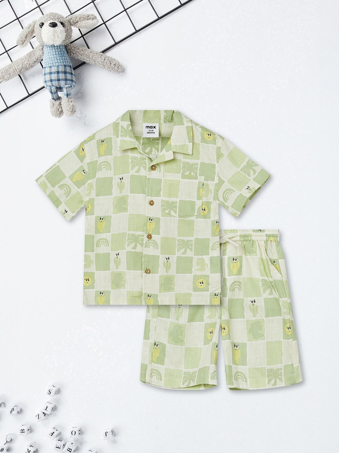 max Boys Printed Shirt with Shorts