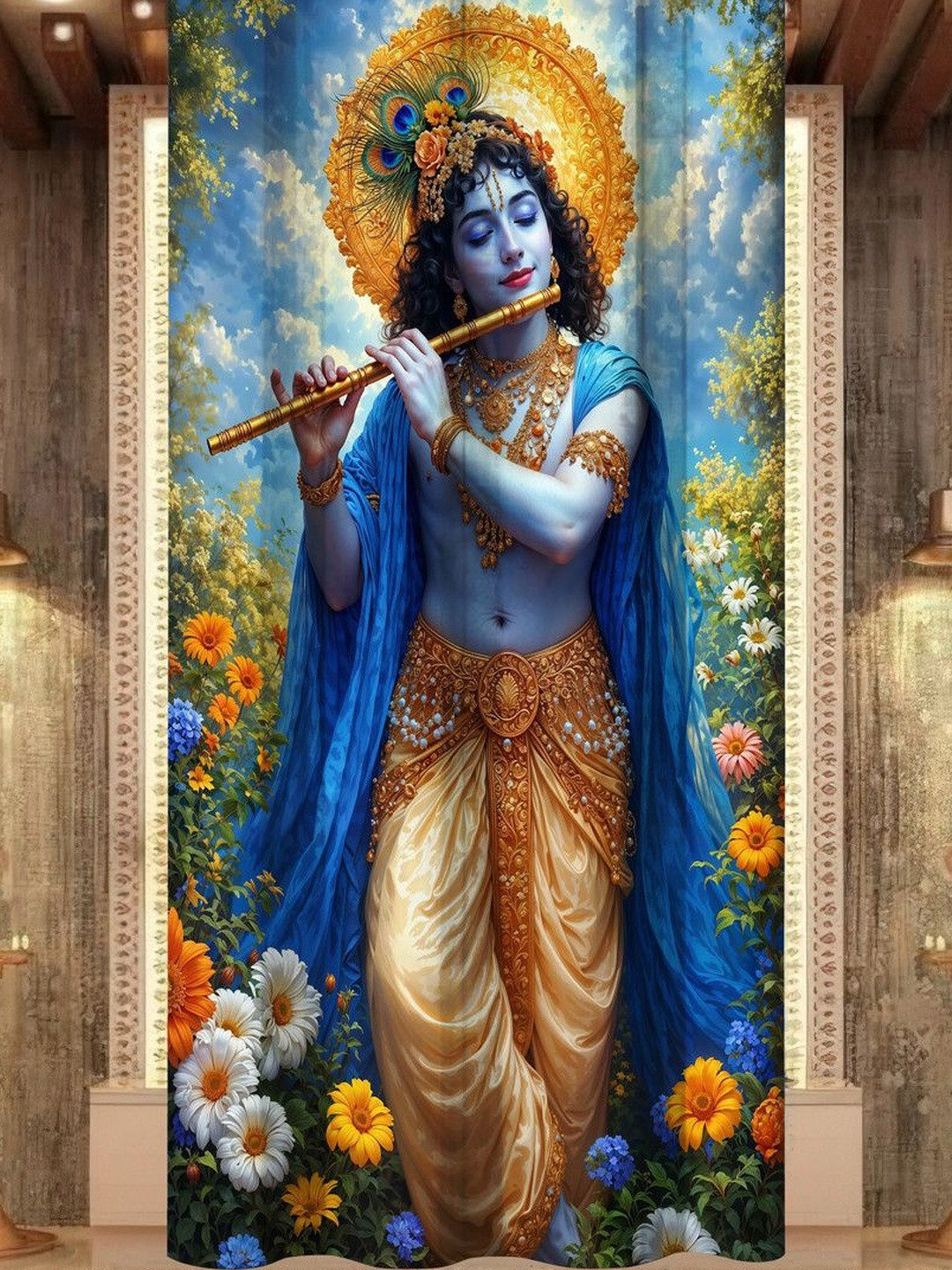 Aura Premium Lord Krishna Door Curtains 7 Feet