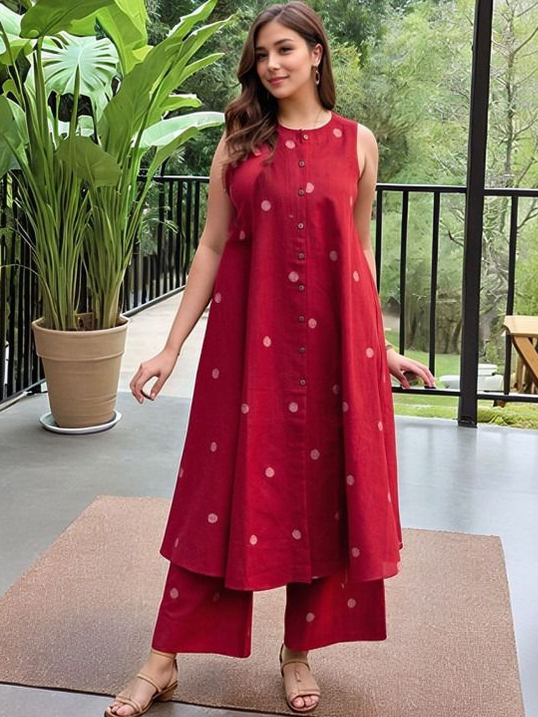 THEOMFAB Women Ethnic Motifs Printed Regular Kurta with Palazzos